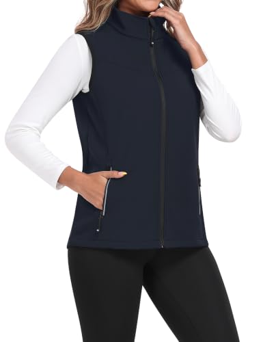 MoFiz Softshellweste Damen Weste Outdoor Fleece Ärmellose Jacke Blau 3XL