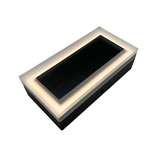 Image of LUMENGY Solar Paver Light 4x8 inch (3.93x7.87), Stainless Steel with Tempered Glass, 2700K Warm White Glare-Free Lighting for Driveways, Walkways and Patios, IP67 Waterproof, Drive-Over Rated