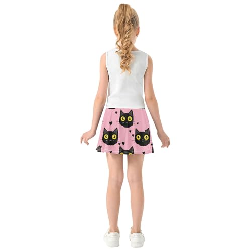 Athletic Shorts Girls Skorts Cute Black Cats Pink Toddlers Tennis Skirts Fun Cute Girl Skort 3t4
