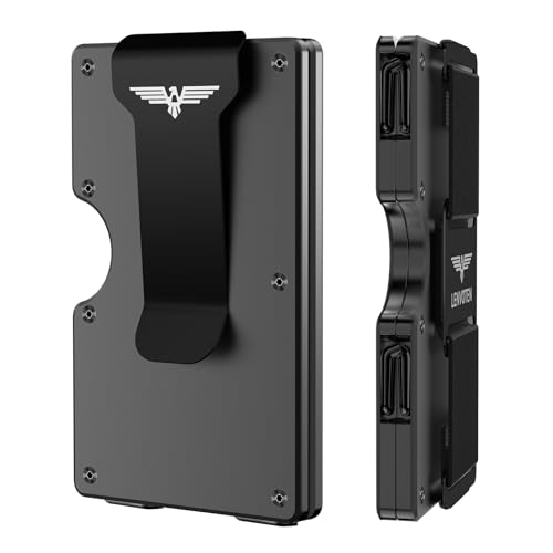 Wallets for Men - Metal Wallet with Money Clip, Slim Minimalist Compact Wallet, RFID Protected Card Holder with Cash Strap
