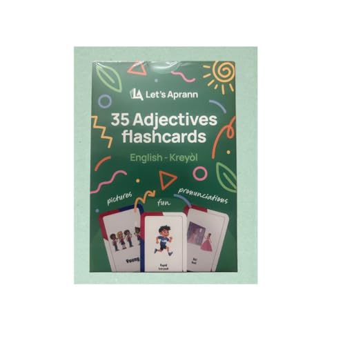 Flashcards for English Speakers to Learn Haitian Creole and Haitian Creole Speakers to Learn English (Pronunciation Included) 35 Detailed Flashcards (Adjectives)