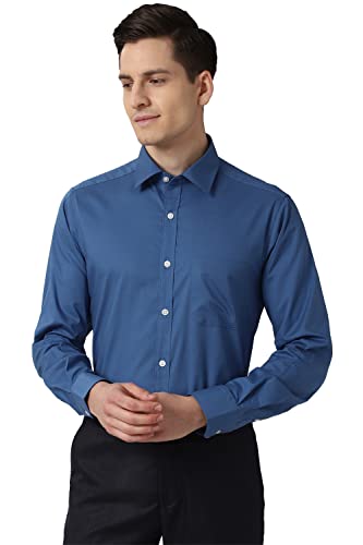 Image of Peter England Men Blue Full Sleeves Formal Shirt