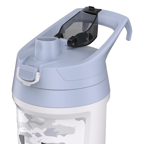 Image of Under Armour 32 oz Insulated Water Bottles - Sports Water Jug with Fence Hook, Leak Resistant for Baseball, Football & More, 32 oz Insulated, White Woodland