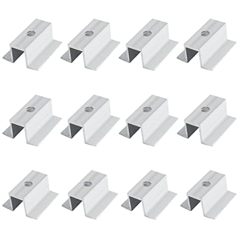 Solar Middle Clamp, 12Pcs Solar Panel Mounting Brackets Bracket Aluminum Solar Solar Panel Bracket for for RV Boat Wall Yacht Installation,40-60 mm Solar Module Clamp 3 Sizes Cover