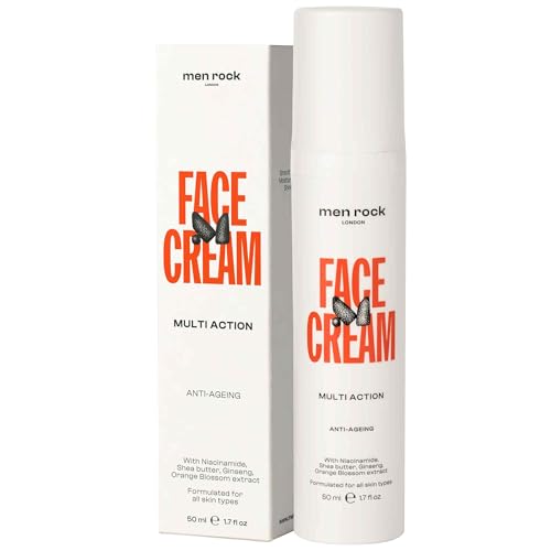 Men Rock Niacinamide Face Moisturiser for Men, Targets Fine Lines & Wrinkles, Deeply Moisturises for Healthy Radiant Skin