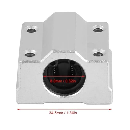 Beufee 4PCS SCS8UU Linear Motion Balls Bearing, Aluminiumbasislegierung Gleitbuchse Gleitblock 8mm Linear Motion Rod Shaft Guide Set Aluminium Schiebeblock Schiebeblock Für 3D-Drucker