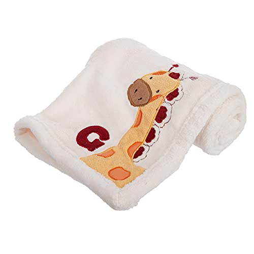 Image of Danica Super Soft Coral Fleece Baby Blanket, 40 inch X 30 inch Cozy, Comfortable & Warm (Ivory Giraffe)