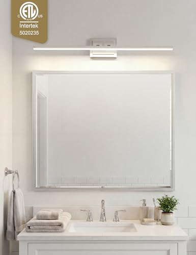 Image of VOLISUN Modern Bathroom Vanity Light 48 inch, Rotatable, 30W Dimmable 5CCT Led Bathroom Light Fixture Over Mirror, Brushed Nickel Bar Vanity Light for Bathroom Mirror Cabinets-ETL Certificated