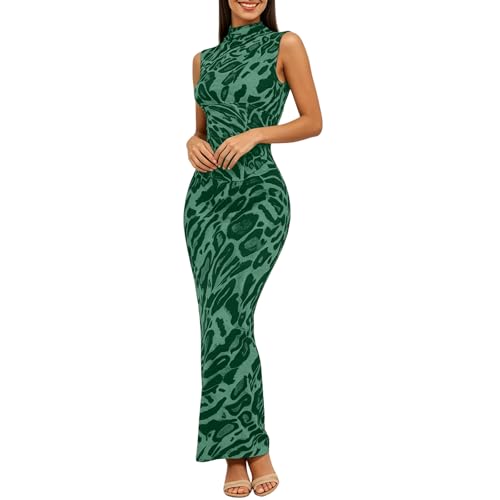 Robe d'été longue moulante et festive sans manches avec fente