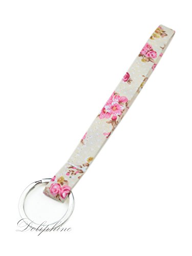 Doliphine Narrow Pattern Fabric Wristlet Keychain for Key fob, Key, ID Badge Holder, USB, Purse (Yellow)