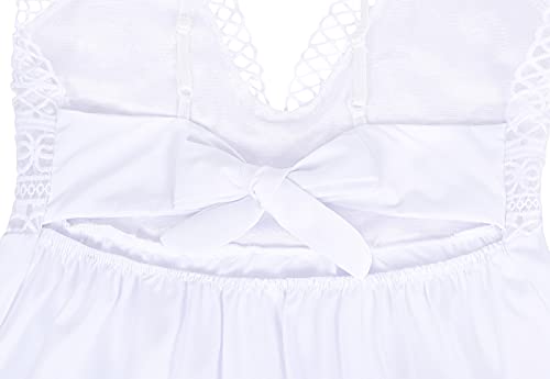 Cotrio Minivestido feminino verão com alças espaguete com decote em V vestido de festa de renda para