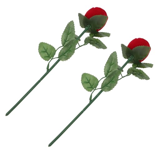 TEMPNAP Boîte à Bagues de Rose Rouge, Lot de 2 Écrins Romantiques pour Fiançailles, Rangement Élégant pour Alliances, Saint-Valentin et Mariage