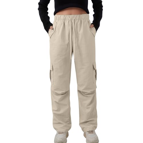 Baggy Cargo Pants Women Drawstring High Waisted Waterproof Hiking Pants Summer Wide Leg Tactical Pants with Pockets2