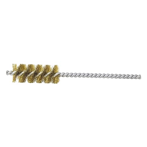 Image of Brush Research 83 Series Tube Brush-Cut For Power, .875 inch Brush Diameter, Brass .008 inch Wire Fill, 2 inch Brush Length, 6 inch Overall Length, Made in USA (Pack of 6)