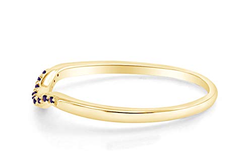 AFFY Round Cut Simulated Alexandrite Curved Wedding Band Ring in 14k Gold Over Sterling Silver2