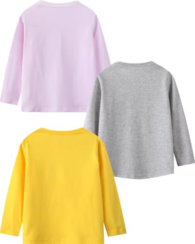 Image of Toddler Girl Long Sleeve T-Shirts Kids Cotton Fall Top 2-7 Years | 3 Pieces Soft Cotton Casual T-Shirt