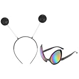 Accessoires De Fête Uniques: Ce serre-tête décoratif avec lunettes intégrées est idéal pour créer une ambiance extraterrestre lors de vos fêtes, cosplay et événements d'Halloween, ajoutant une touche originale à votre déguisement