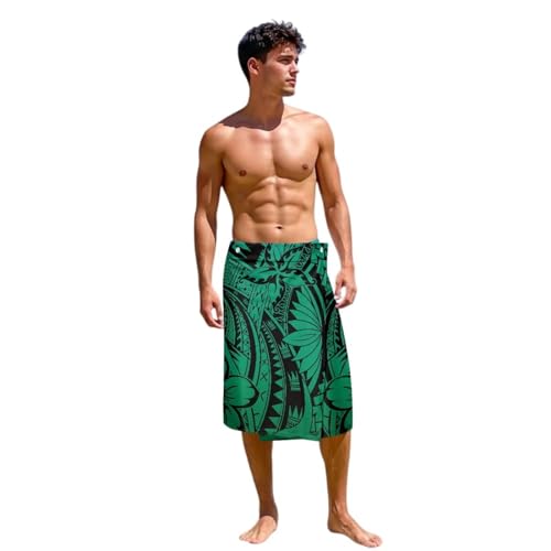 Traditional Polynesian Puletasi Samoa Sarong Pareo Samoan Mens Hawaiian Lavalava Swimsuit Cover Up with Pockets