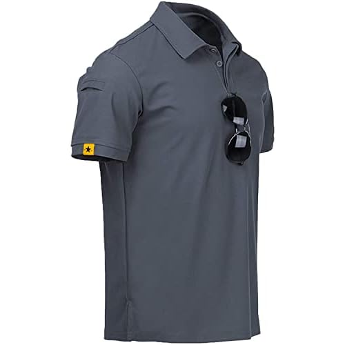 V VALANCH Mens Polo Shirts Short Sleeve Moisture Wicking Golf Polo Athletic Collared Shirt Tennis T-Shirt Tops Medium A-grey