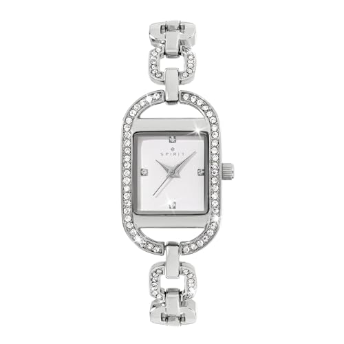 Montre carrée pour femme Spirit plaqué argent au design minimaliste et luxueux