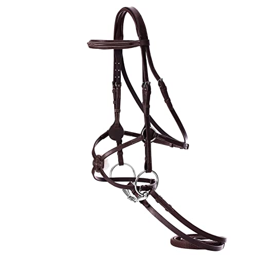 Equinavia Saga Adjustable Padded Fancy Stitched Figure 8 Bridle With Reins - Chocolate Brown - Cob #TOP8