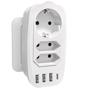 Multiprise Murale USB C TOPDÉCORÉ, 3 Prises + 4 Ports USB