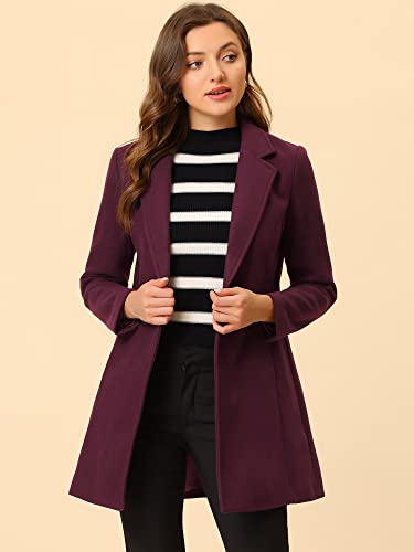 Allegra K Women's Winter Overcoat Notched Lapel One Buttoned Mid-Length Long Coat3