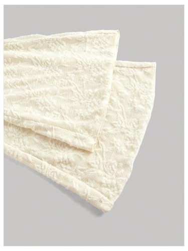 Floerns Women's Floral Lace Bell Bottom Pants Ruched Ruffle Low Waist Flared Trousers4