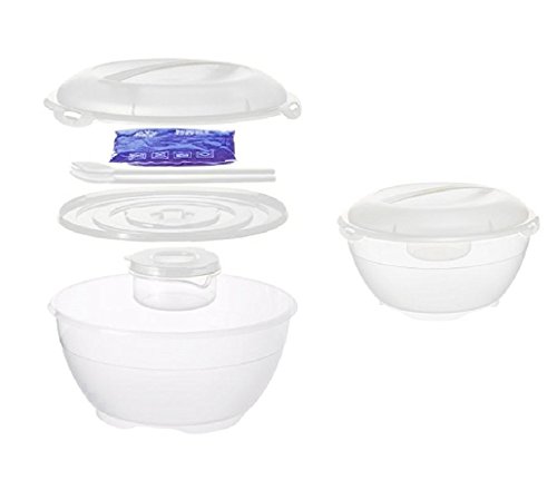 Preisvergleich Produktbild Rotho Salat Butler Schüssel Salatschüssel + integr. Kühlakku, Besteck, Dressingschüssel (Multifunktionsbox) (Weiß)