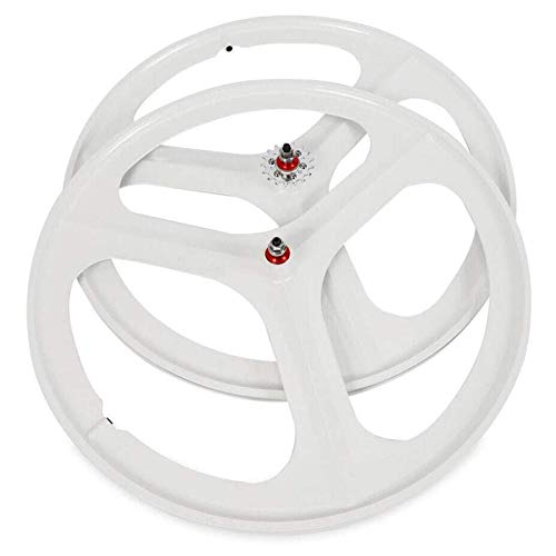 Amazon TYXTYX Bicycle Bike Wheel, 700C Fixed Gear Wheels, 26" MTB Bike Mag Wheel Set 3 Spoke Rim Single Speed Front Rear Fixie Bicycle Wheels Track Wheel Clincher Type Bike Wheel,(Front & Rear) White #ad