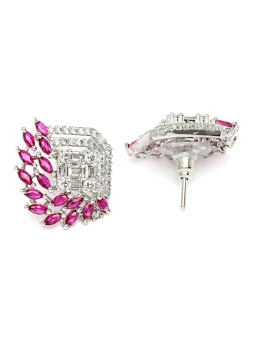 Image of Karatcart Women Green American Diamond Stud Earrings