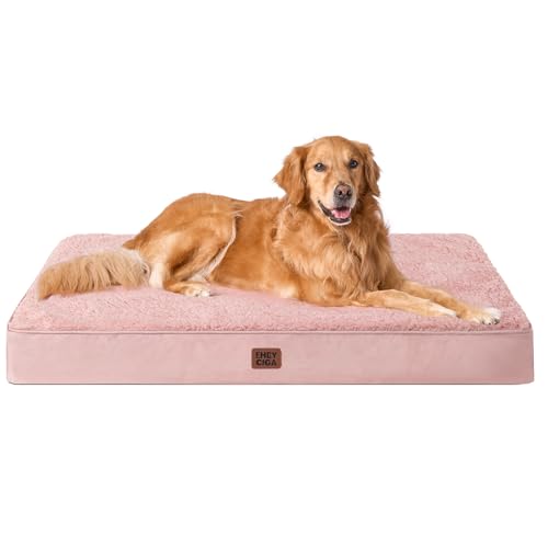 EHEYCIGA Cuccia Cane Interno Taglia Grande XL, (112L x 81W cm) Ortopedica Cuscino per Cani, Cuscino Cane Sfoderabile e Lavabile, Ortopedico Lettino per Cani, Orthopedic Dog Bed, Rosa