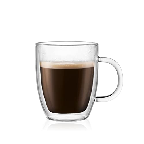 Image of Bodum 10oz Bistro Double Wall Insulated Mug, High-Heat Borosilicate Glass, Set of 6, Clear