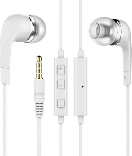 Image of Earphones for Sam-Sung Galaxy S || Plus, Sam-Sung Galaxy S ||, Sam-Sung Galaxy S ||| Wired Headphones (YR17, White)