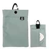 携帯ゴミ入れ 携帯 ゴミ箱ポーチ ティッシュ お菓子 小物入れ 散歩 アウトドア ポーチ 吊り下げ 吊るせる カラビナ コンパクト くすみカラー (モスグリーン)