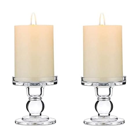 eKsdf 2 Stück Klarglas Kerzenhalter Stumpenkerzen Stabkerzen Kerzenständer Teelichthalter Tischdeko Cover