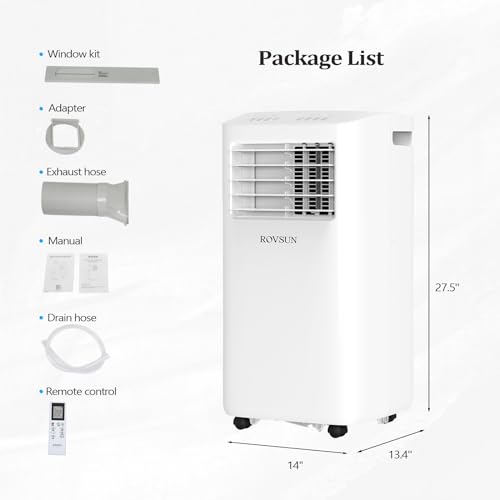 Image of ROVSUN WiFi Enabled Smart 10000 BTU Portable Air Conditioner with Heat, 4-in-1 Cooler, Heater, Dehumidifier & Fan, Room Mobile AC Unit with Remote & APP Control, Rolling Wheels & Installation Kit