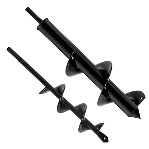 FERRGIA 2 Pièces Mèche Jardin Tarière,Foret Hélicoïdal de Jardinage,Jardin Foreuse Ø80mm×300mm,Ø40mm×220mm,Outil de Plantation Pratique pour Faire Rapidement Trou et Planter des Fleurs Arbres Arbustes