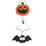 Halloween Door Decorations Halloween Wreath 3 Plaques Cute Ghost Pumpkin Front Door Hanger Hanging Sign Wooden Wall Decor for Room Party Indoor Home Decor