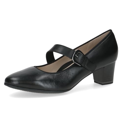 Caprice Damen Pumps aus Leder mit Riemen, Schwarz (Black Nappa), 41 EU