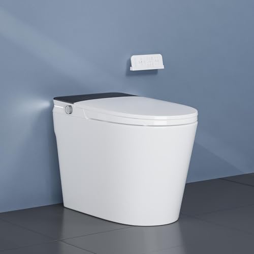 Smart Toilet with Bidet Built in for Bathroom, Hand Open/Close Elongated Toilet with Foot Sensor Operation, Warm Water and Air Dryer, Automatic Flush, Digital Display