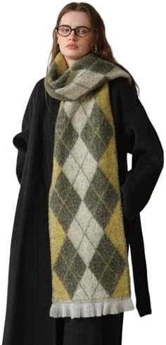 Winter Scarf for Women Cold Weather Big Chunky Blanket Scarves Preppy Argyle Long Thick Shawl Wrap