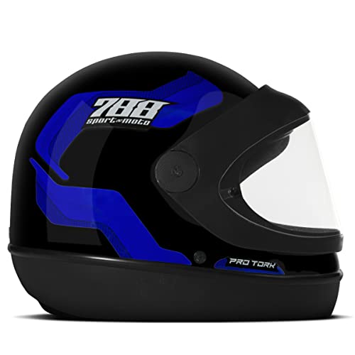 Capacete Moto Pro Tork New Semiautomático Preto E Azul 788 58