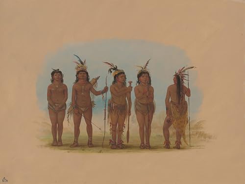 Cinq Indiens des Caraïbes George Catlin poster et art pour décoration chambre 60x90