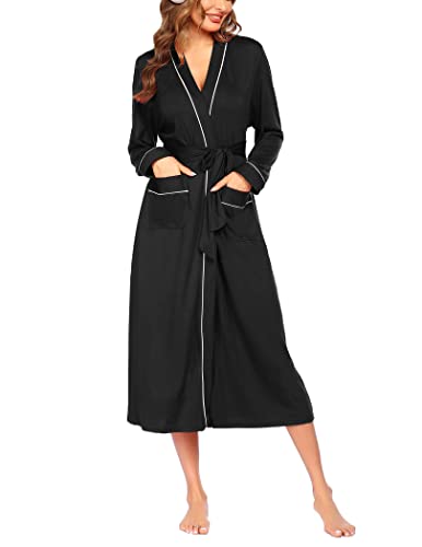 Ekouaer Womens Cotton Robes Soft Robes For Women Lightweight Robe For Women Long Lounge Robe Black Xl #TOP15