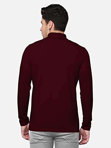 Image of BULLMER Solid Cotton Blended Full Sleeve Turtle Neck Tshirt for Men