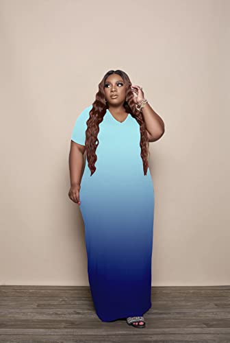 Image of YeGine Oversize Tshirt Dress Plus Size Short Sleeve Maxi Dress with Pockets