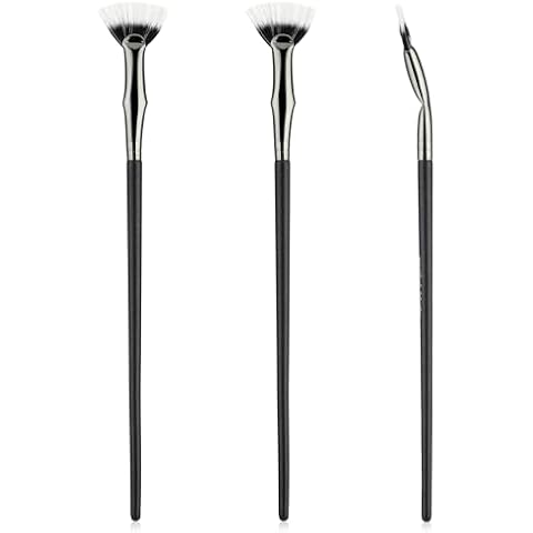 3Pcs Folding Angle Scalloped Lash Brush Angled Fan Shaped Eyebrow Brush Lashes Wand Brush Eyelashes Comb Separator Multifunctional Makeup Tool for Natural Lifted Effects and Enhance Lower Lashes Cover