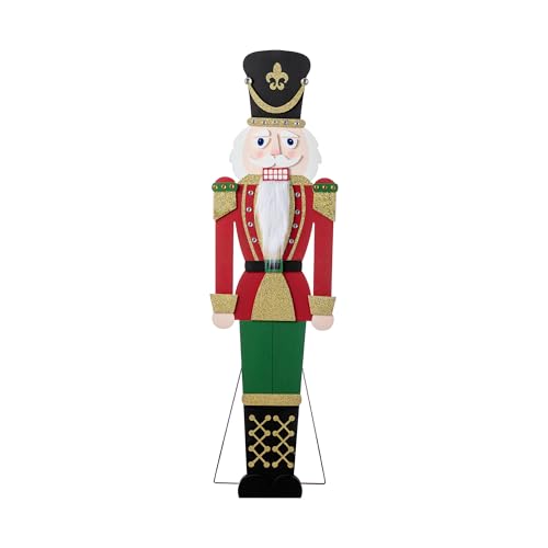 Glitzhome Nutcracker Christmas Porch Decor 60 H Traditional Large Wooden Soldier Indoor and Outdoor Holiday Festive Entryway Art