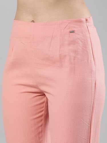 Image of Femmora Comfortable Fit Solid Straight Pant, Breathable Cotton Fabric with Side Zip Button Closure, for Women, Pack of 1